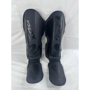 RDX Noir Shin Guards Kickboxing MMA Muay Tai Medium Convex Skin Combat Leather